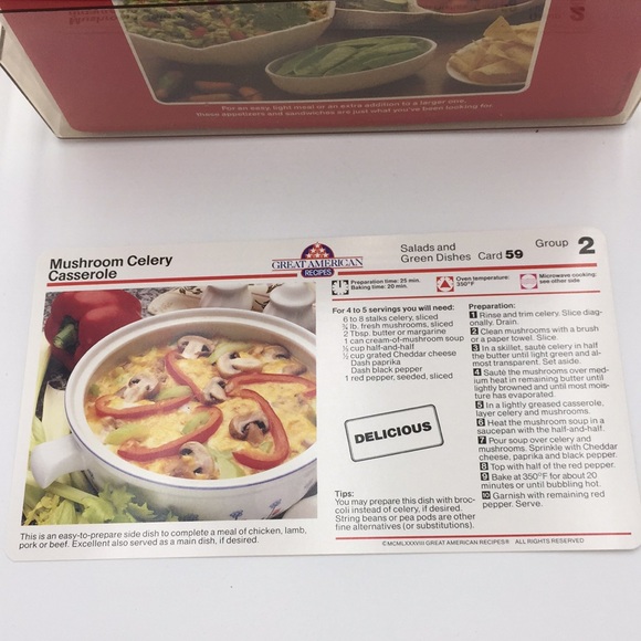 Vintage Great American Recipes Cards in Plastic Storage Box - Picture 4 of 16